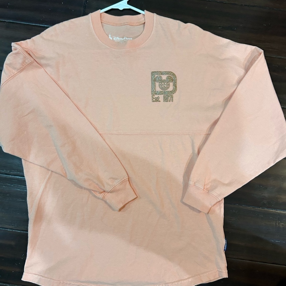 Disney Walt Disney World Spirit Jersey Peach w Rose Gold Glitter XS
